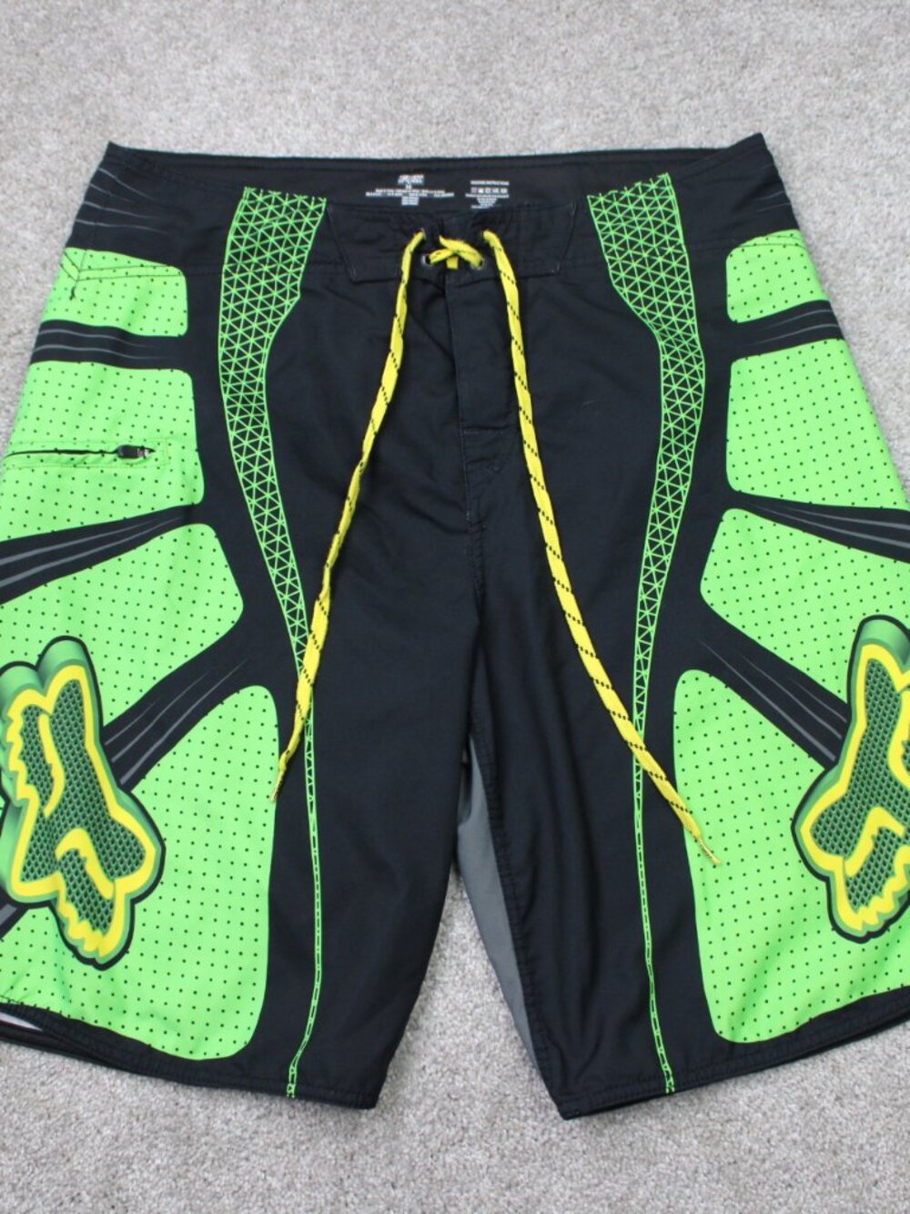 Fox Racing Shorts Mens 36 Green/Black Hybrid Boardshorts Swim Trunks Drawstring